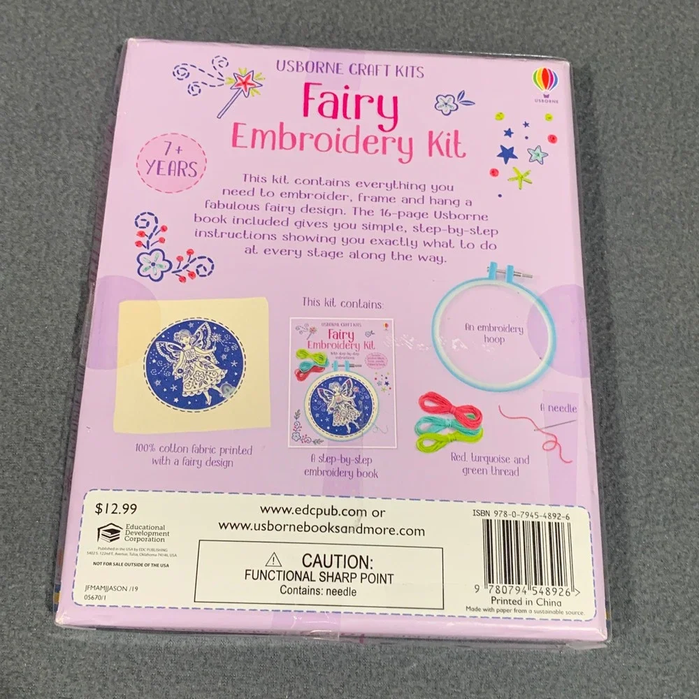 Usborne Craft Kits Fairy Embroidery Kit for Kids NEW in‎ Box Gift Whimsical